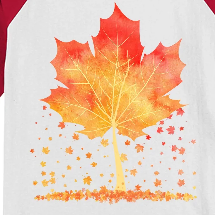 Cute Autumn Maple Leaf Tree Kids Colorblock Raglan Jersey