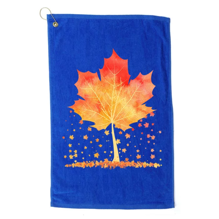 Cute Autumn Maple Leaf Tree Platinum Collection Golf Towel