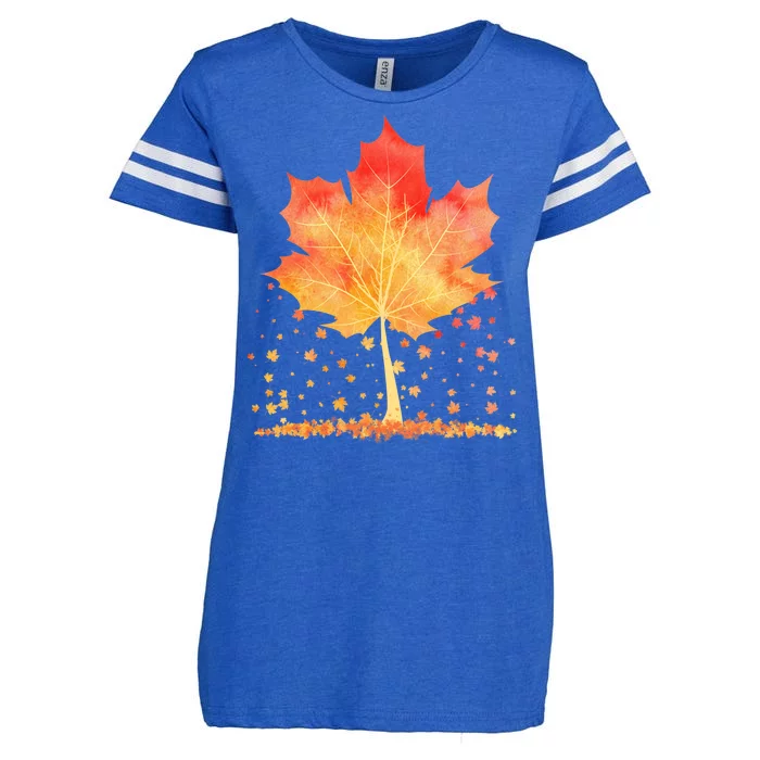 Cute Autumn Maple Leaf Tree Enza Ladies Jersey Football T-Shirt