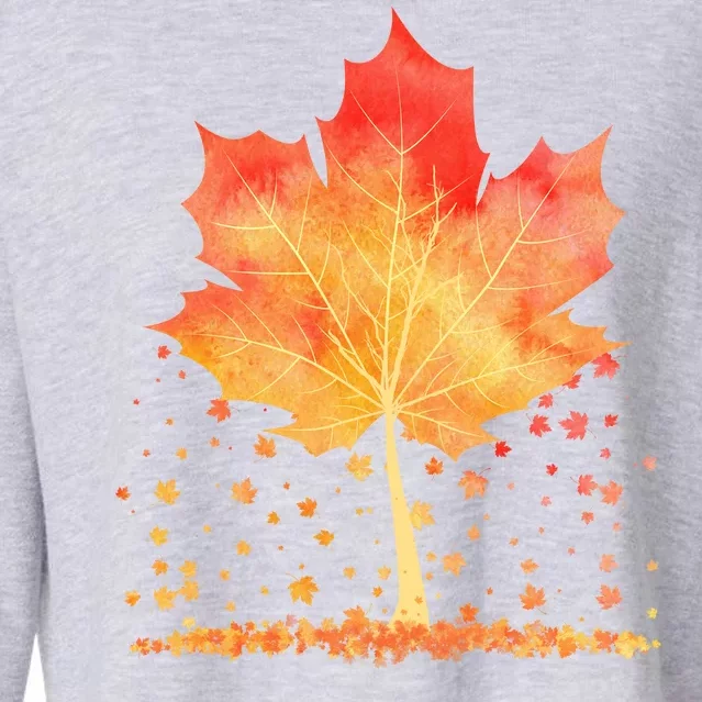 Cute Autumn Maple Leaf Tree Cropped Pullover Crew