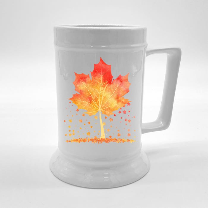 Cute Autumn Maple Leaf Tree Front & Back Beer Stein