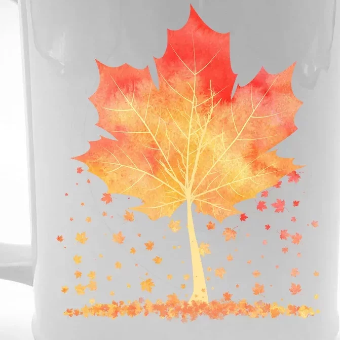 Cute Autumn Maple Leaf Tree Front & Back Beer Stein