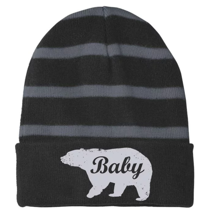 Cute Baby Bear Striped Beanie with Solid Band