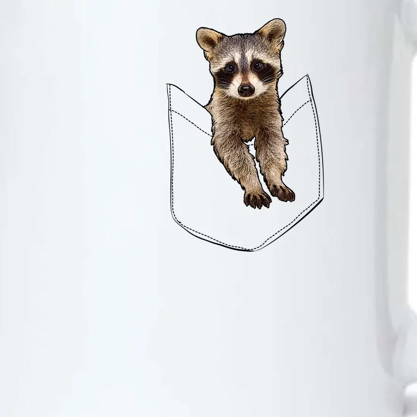 Cute Baby Raccoon In A Pocket Black Color Changing Mug