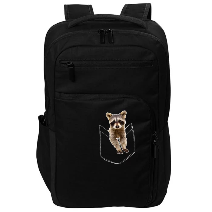 Cute Baby Raccoon In A Pocket Impact Tech Backpack