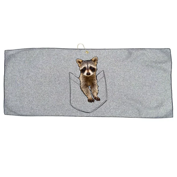 Cute Baby Raccoon In A Pocket Large Microfiber Waffle Golf Towel