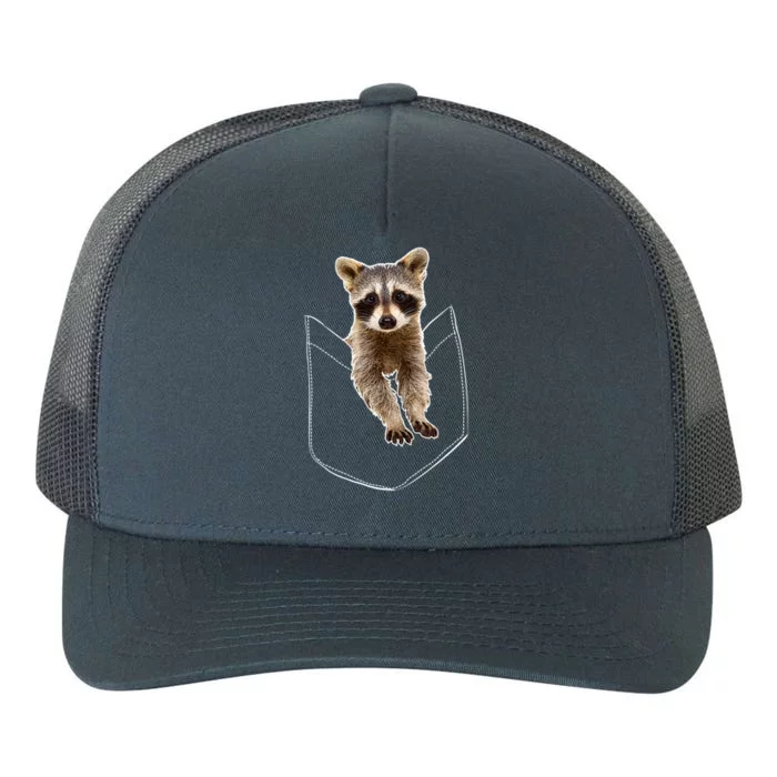 Cute Baby Raccoon In A Pocket Yupoong Adult 5-Panel Trucker Hat