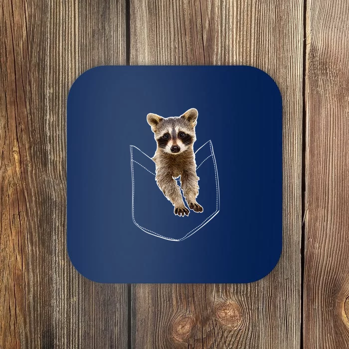 Cute Baby Raccoon In A Pocket Coaster