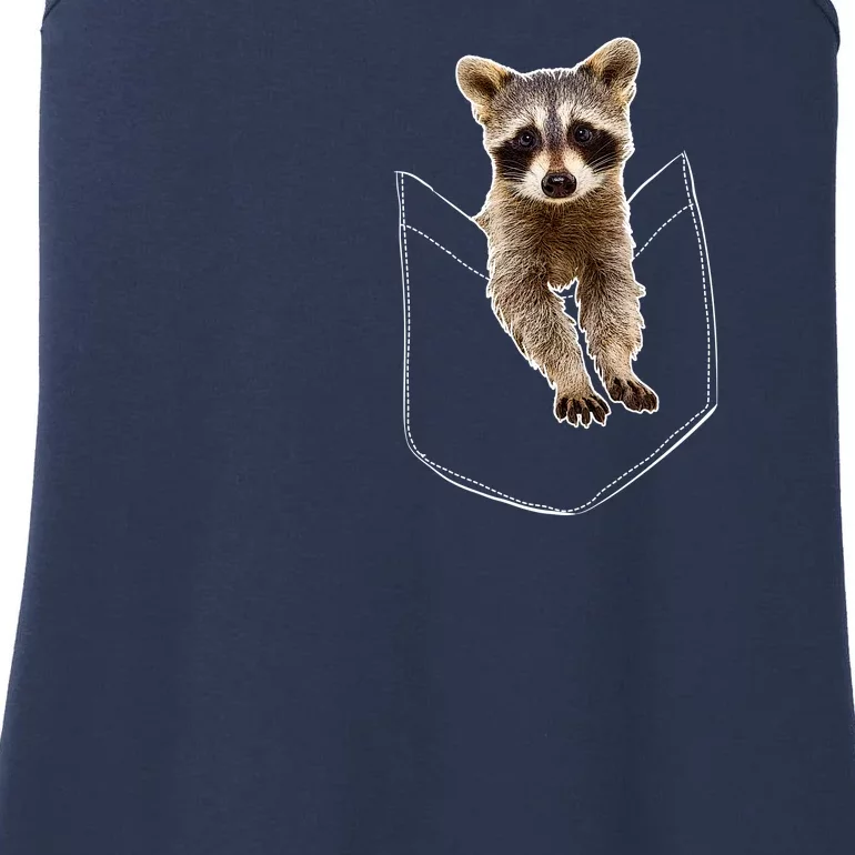 Cute Baby Raccoon In A Pocket Ladies Essential Tank