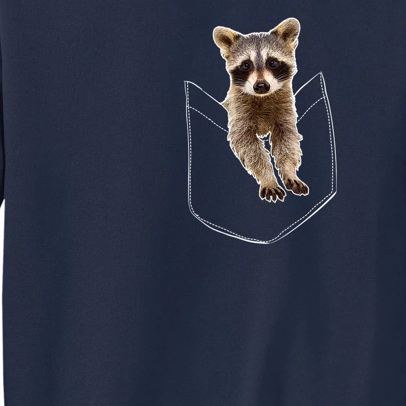 Cute Baby Raccoon In A Pocket Tall Sweatshirt