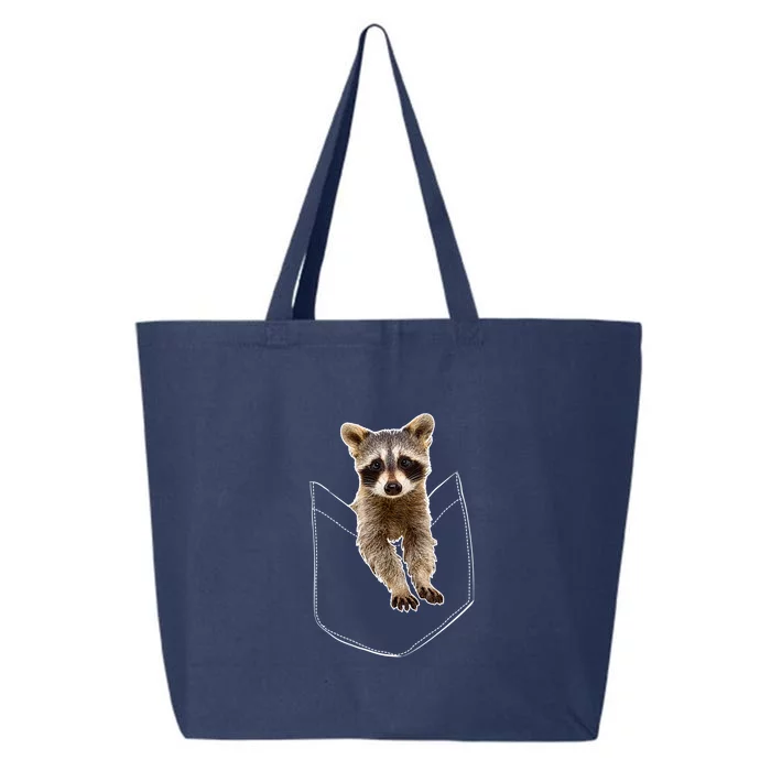 Cute Baby Raccoon In A Pocket 25L Jumbo Tote