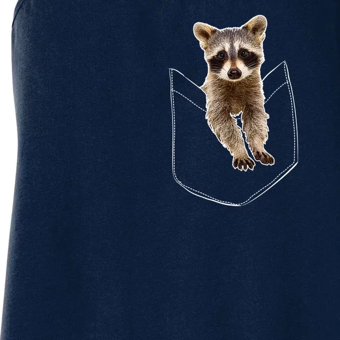 Cute Baby Raccoon In A Pocket Women's Racerback Tank