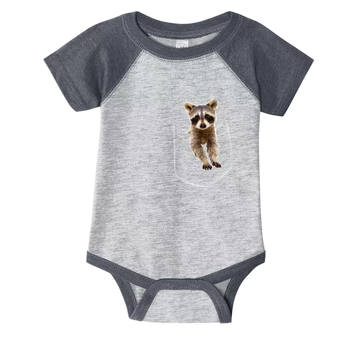 Cute Baby Raccoon In A Pocket Infant Baby Jersey Bodysuit