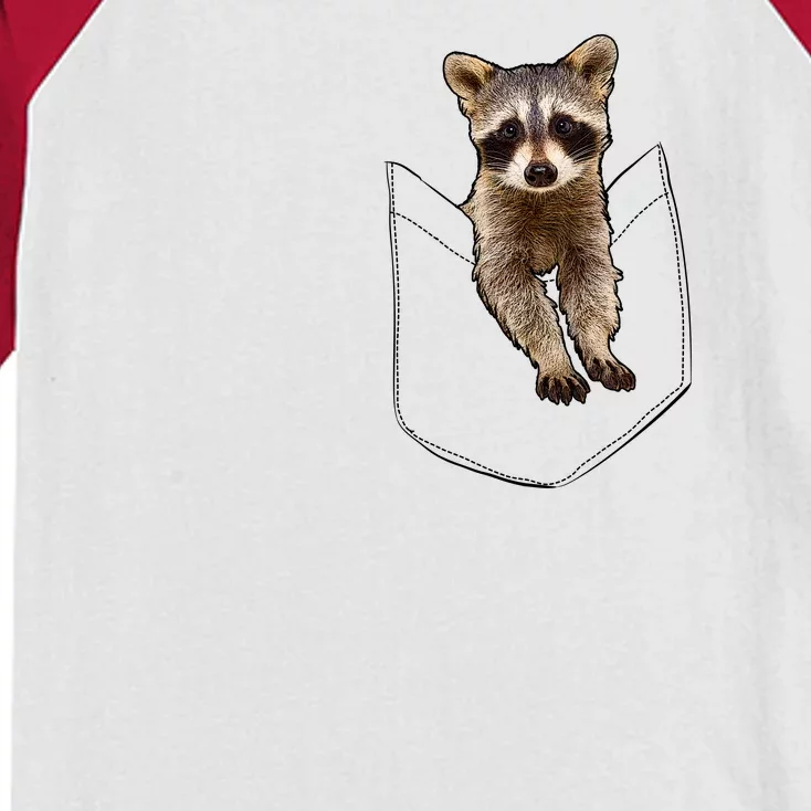 Cute Baby Raccoon In A Pocket Kids Colorblock Raglan Jersey