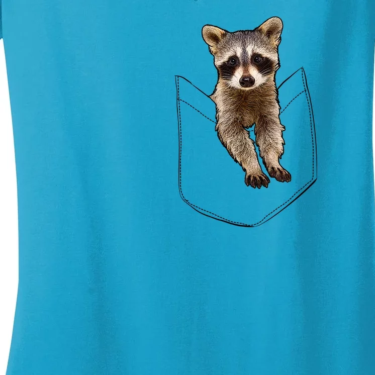 Cute Baby Raccoon In A Pocket Women's V-Neck T-Shirt