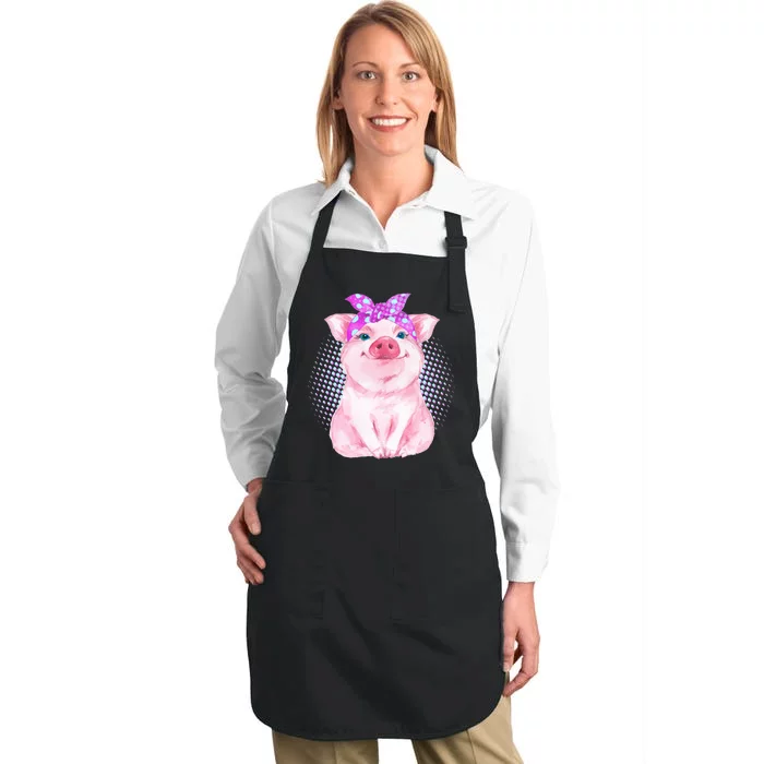 Cute Bandanna Pig Full-Length Apron With Pocket