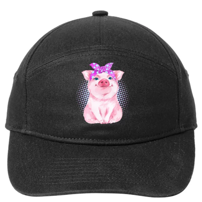 Cute Bandanna Pig 7-Panel Snapback Hat