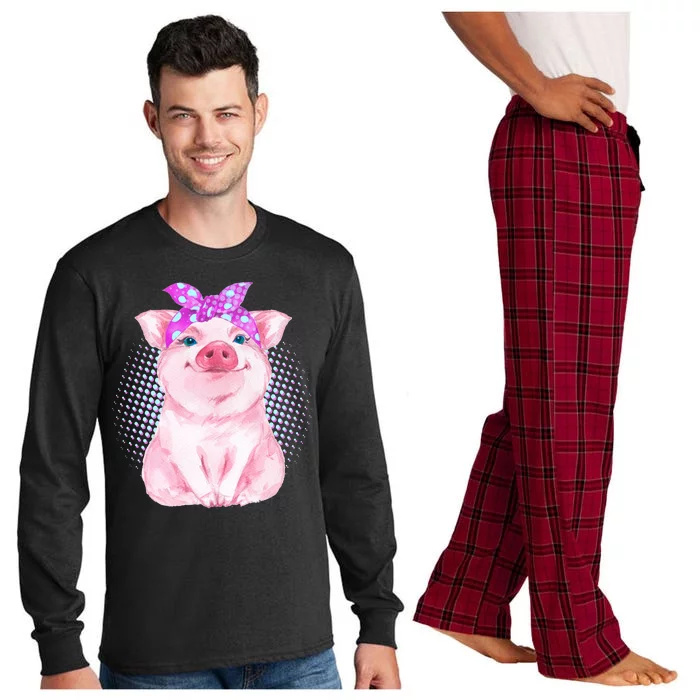 Cute Bandanna Pig Long Sleeve Pajama Set