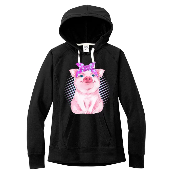 Cute Bandanna Pig Women's Fleece Hoodie