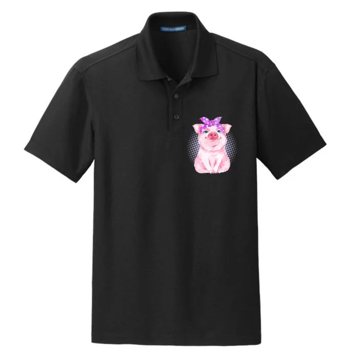 Cute Bandanna Pig Dry Zone Grid Performance Polo