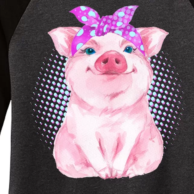 Cute Bandanna Pig Women's Tri-Blend 3/4-Sleeve Raglan Shirt