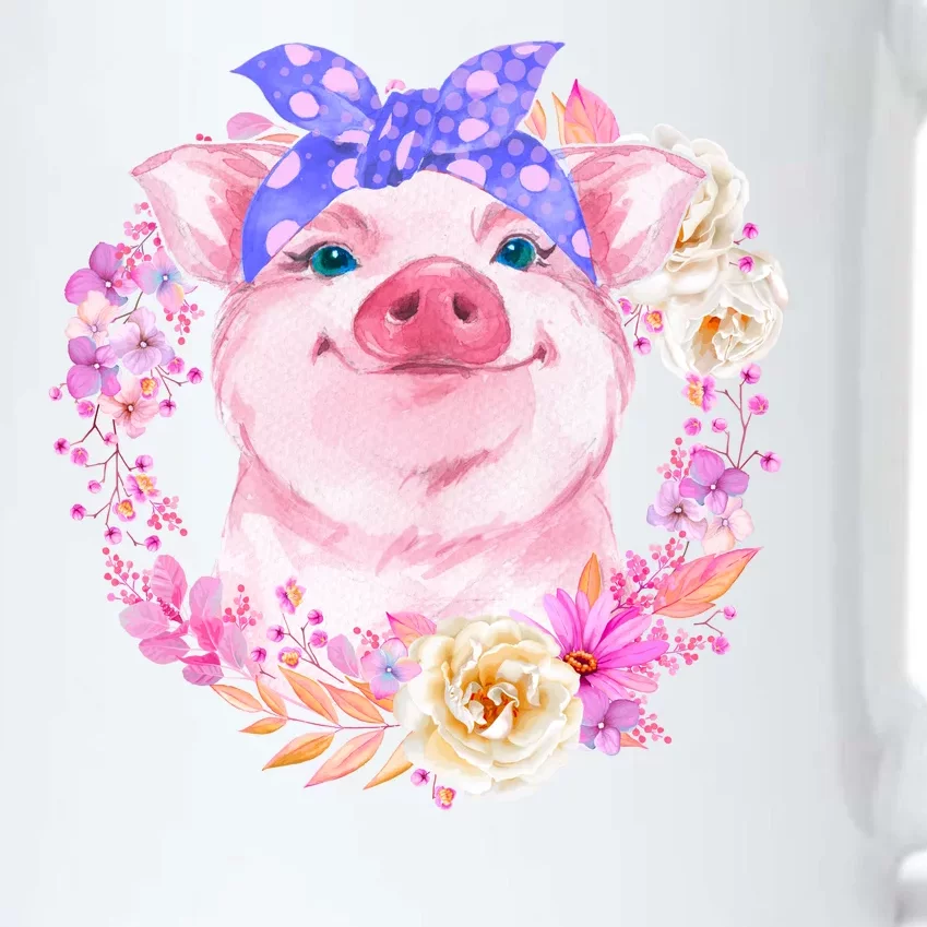 Cute Bandanna Pig Floral Black Color Changing Mug