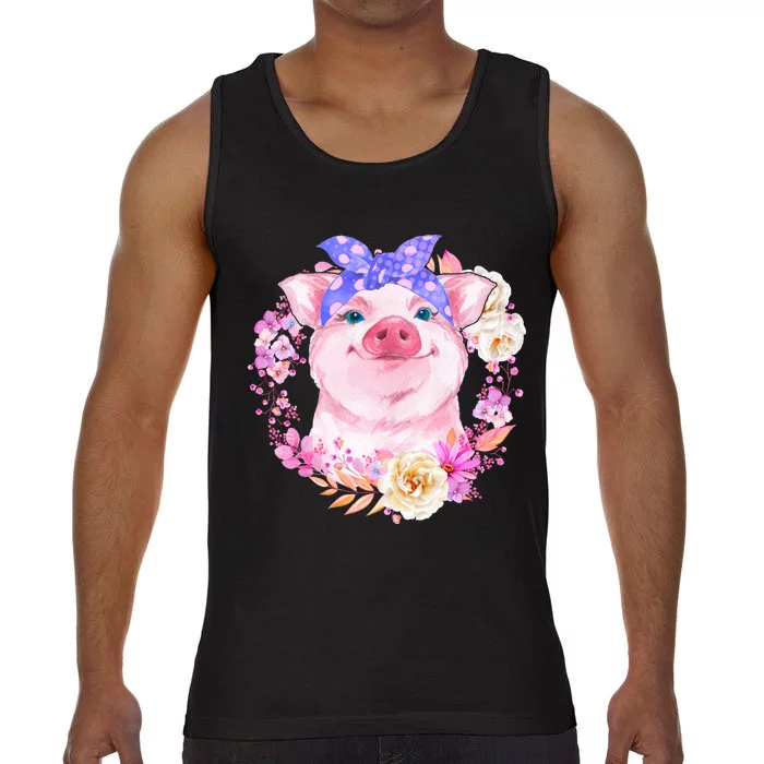 Cute Bandanna Pig Floral Comfort Colors® Tank Top