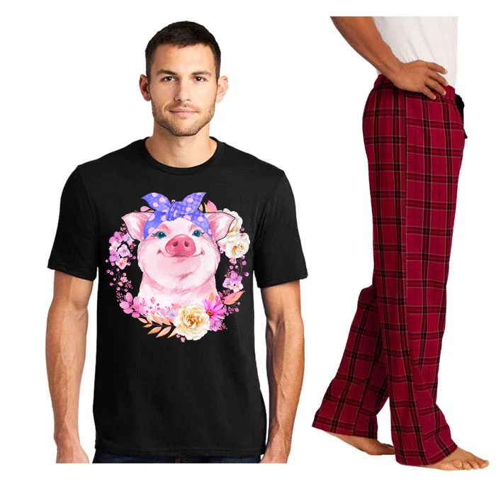 Cute Bandanna Pig Floral Pajama Set