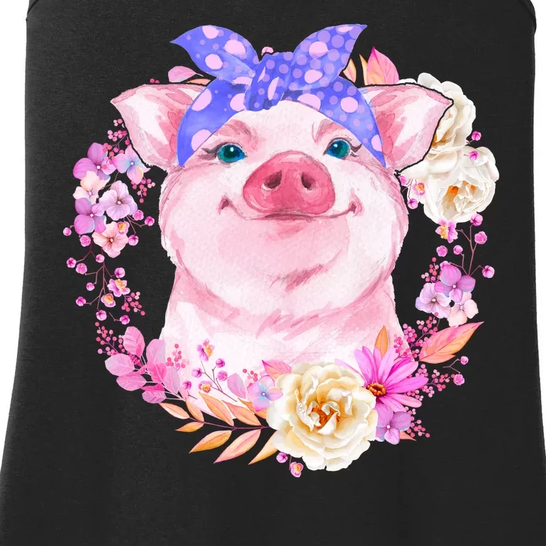 Cute Bandanna Pig Floral Ladies Essential Tank