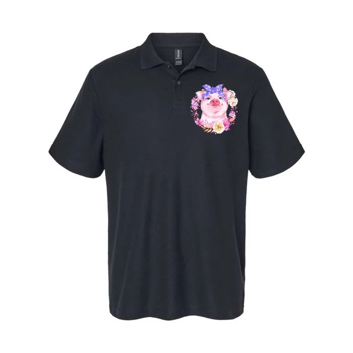 Cute Bandanna Pig Floral Softstyle Adult Sport Polo