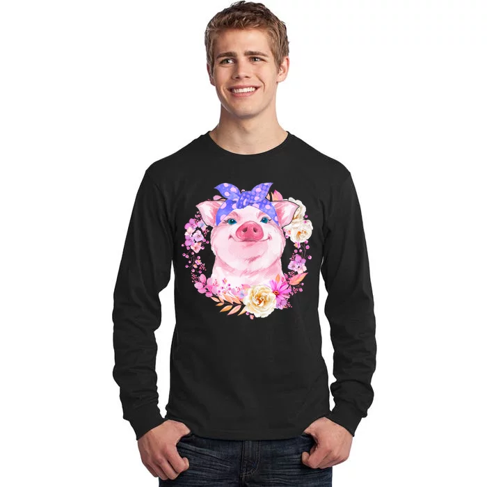 Cute Bandanna Pig Floral Tall Long Sleeve T-Shirt