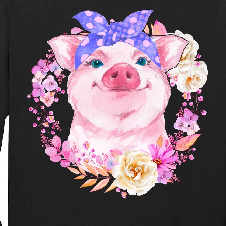 Cute Bandanna Pig Floral Tall Long Sleeve T-Shirt