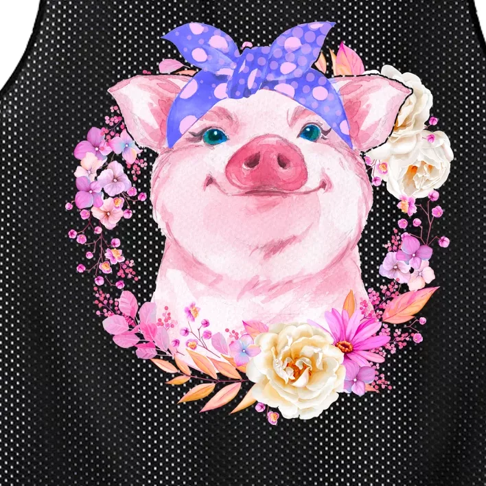 Cute Bandanna Pig Floral Mesh Reversible Basketball Jersey Tank