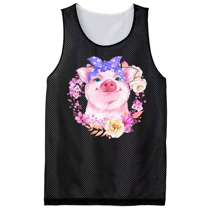 Cute Bandanna Pig Floral Mesh Reversible Basketball Jersey Tank