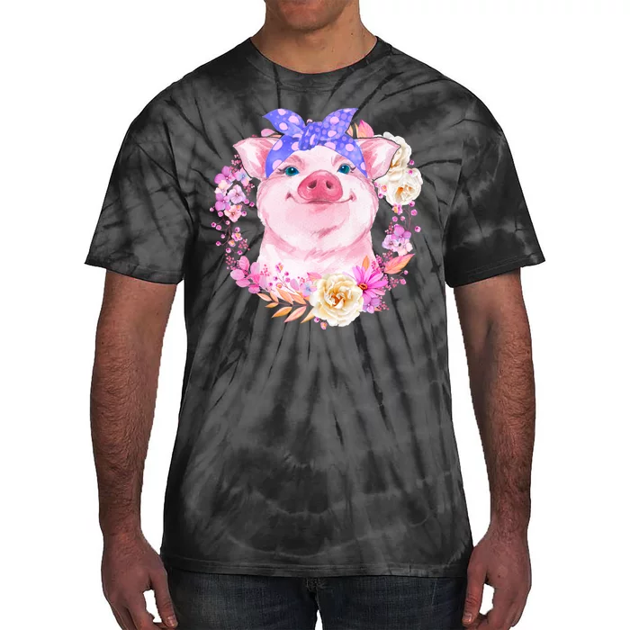 Cute Bandanna Pig Floral Tie-Dye T-Shirt