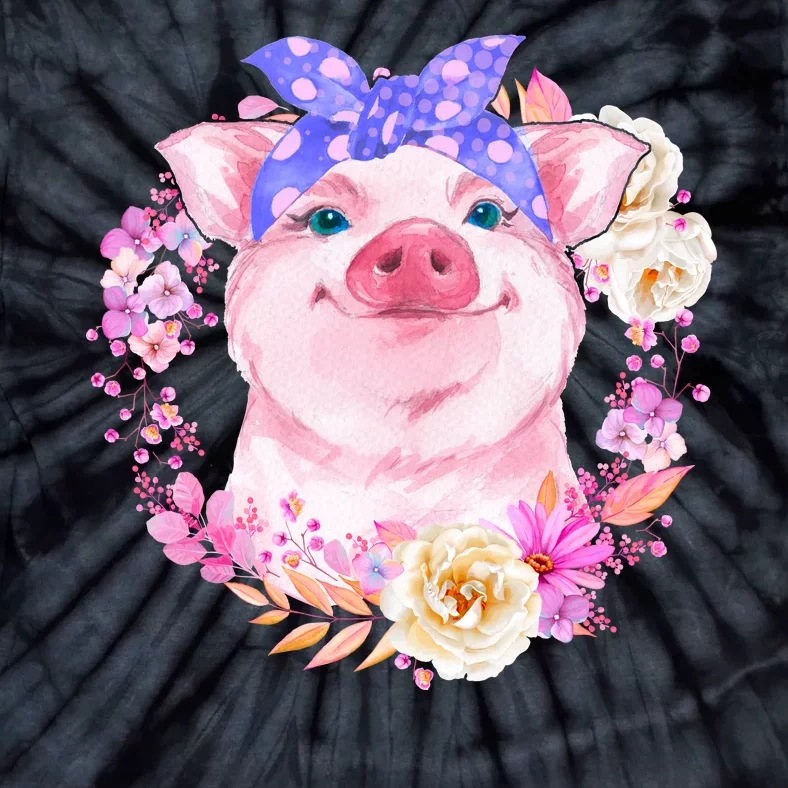 Cute Bandanna Pig Floral Tie-Dye T-Shirt