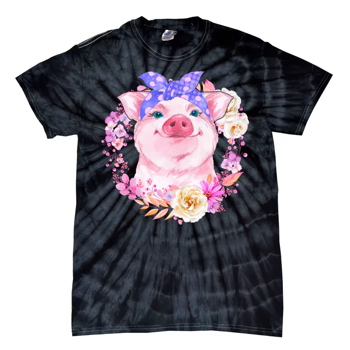 Cute Bandanna Pig Floral Tie-Dye T-Shirt