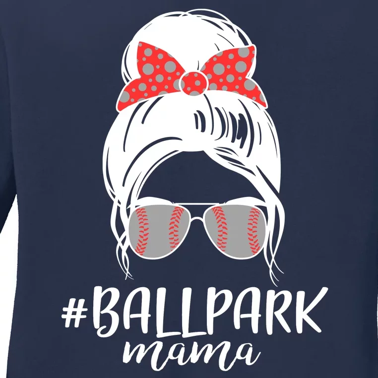 Cute Baseball Ballpark Mama Ladies Long Sleeve Shirt