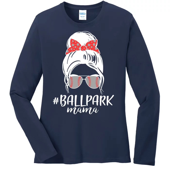 Cute Baseball Ballpark Mama Ladies Long Sleeve Shirt