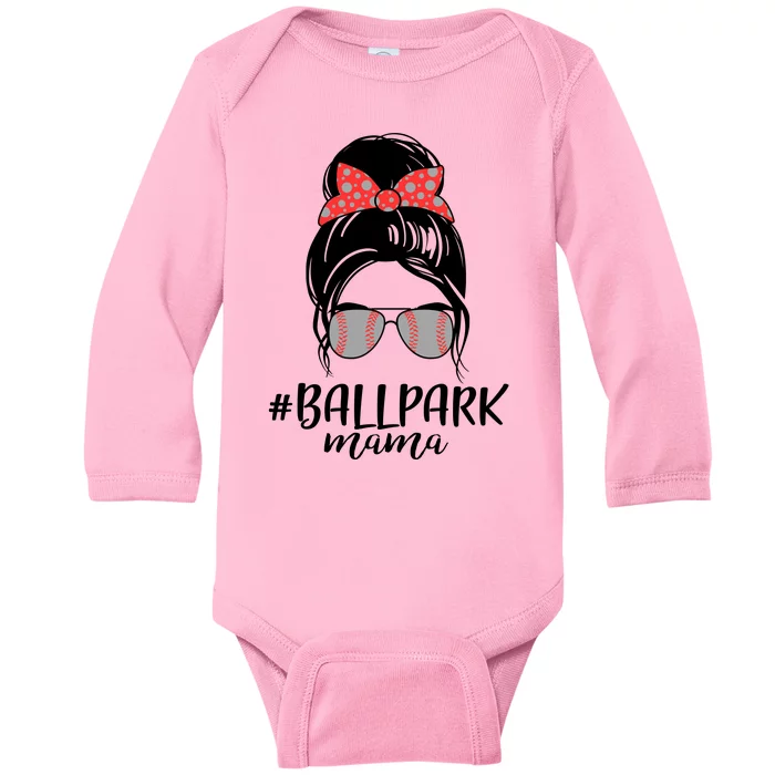 Cute Baseball Ballpark Mama Baby Long Sleeve Bodysuit