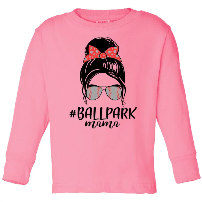 Cute Baseball Ballpark Mama Toddler Long Sleeve Shirt