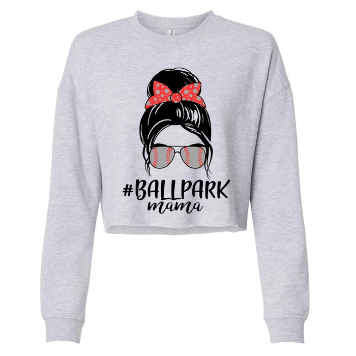 Cute Baseball Ballpark Mama Cropped Pullover Crew