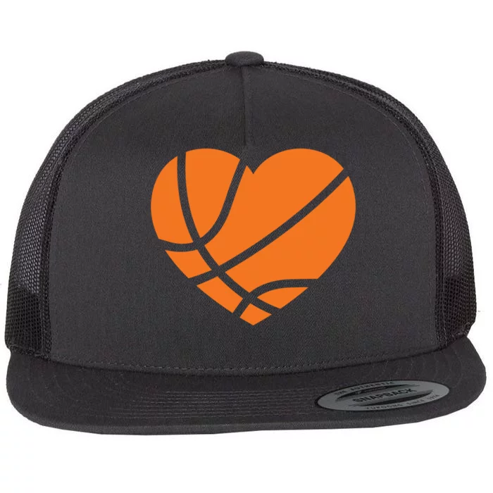 Cute Basketball Heart Flat Bill Trucker Hat