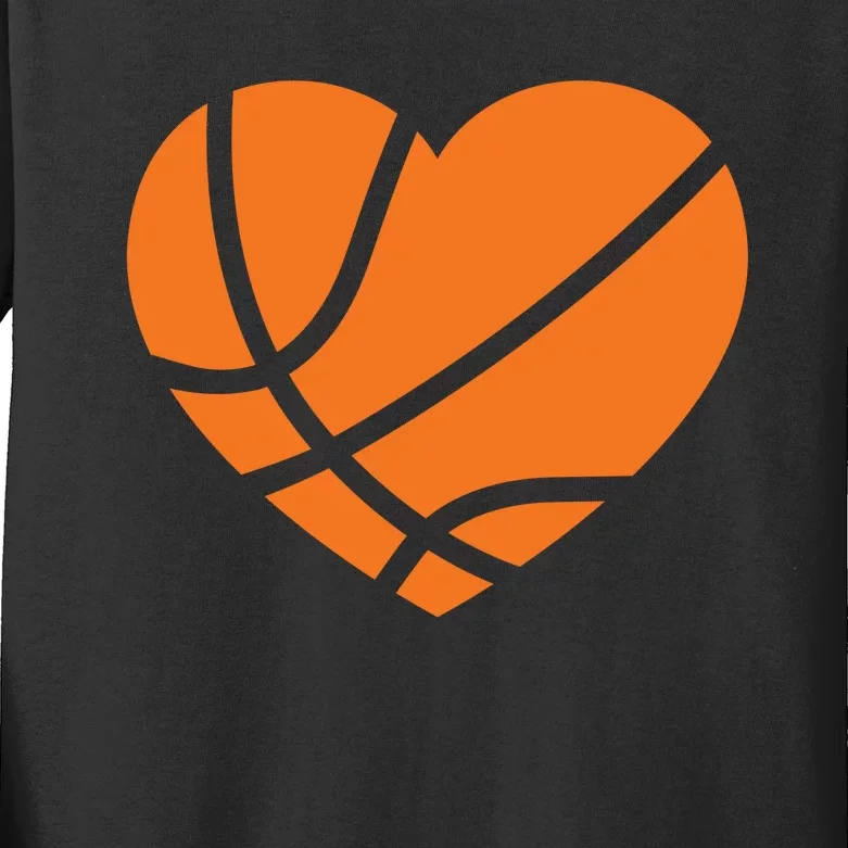 Cute Basketball Heart Kids Long Sleeve Shirt