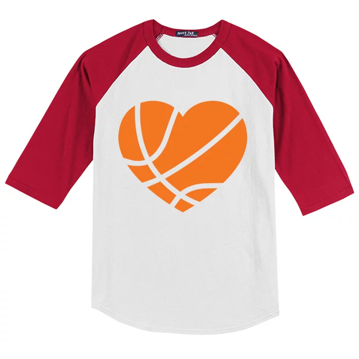 Cute Basketball Heart Kids Colorblock Raglan Jersey