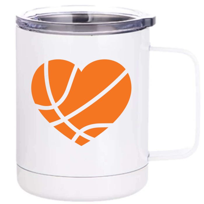 Cute Basketball Heart Front & Back 12oz Stainless Steel Tumbler Cup