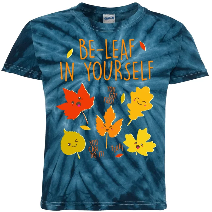 Cute Be-Leaf In Yourself Kids Tie-Dye T-Shirt