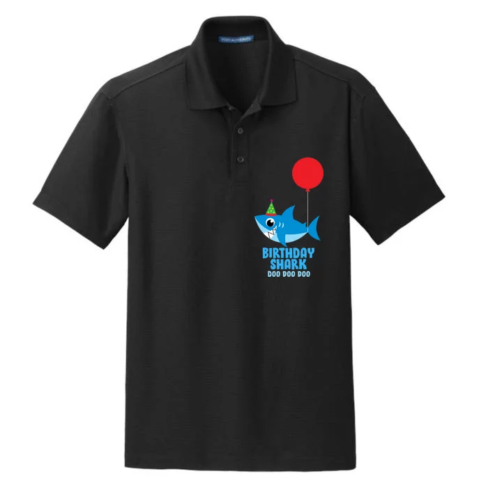 Cute Birthday Shark Doo Doo Doo Dry Zone Grid Performance Polo