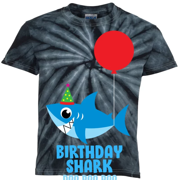 Cute Birthday Shark Doo Doo Doo Kids Tie-Dye T-Shirt