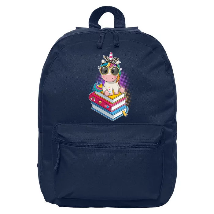 Cute Book Lover Unicorn Back to School 16 in Basic Backpack